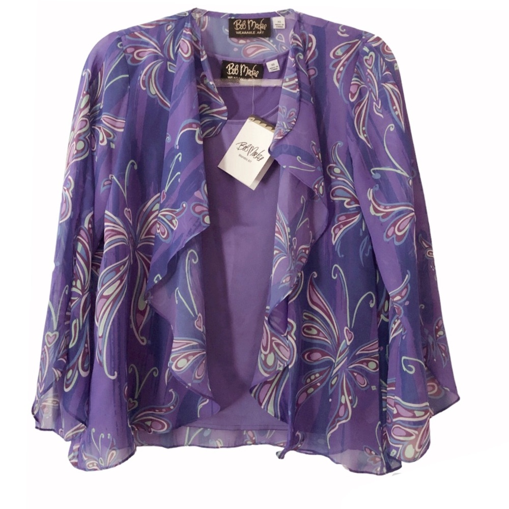 Bob Mackie Wearable Art purple 2 pc. Blouse
